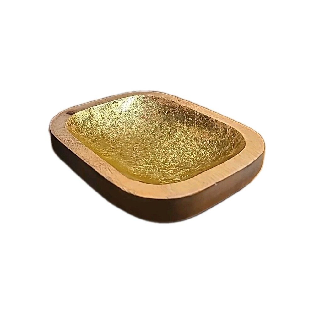 Handmade Wooden TRAY Rectangle Gold Specks Home Decor Jewelry Keys Trinket